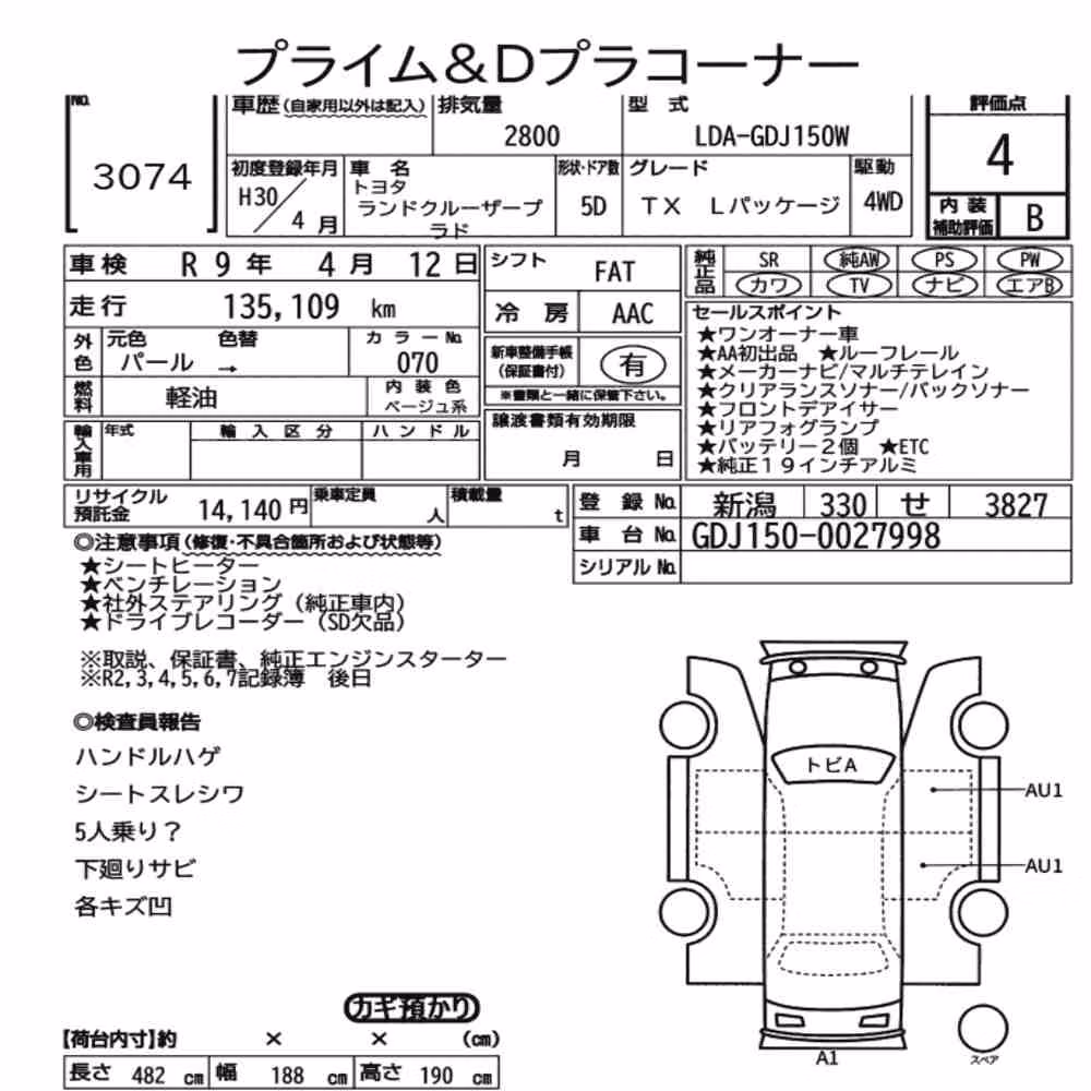 Notka aukcyjna: TOYOTA LAND CRUISER PRADO 5D 4WD TX L PACKAGE