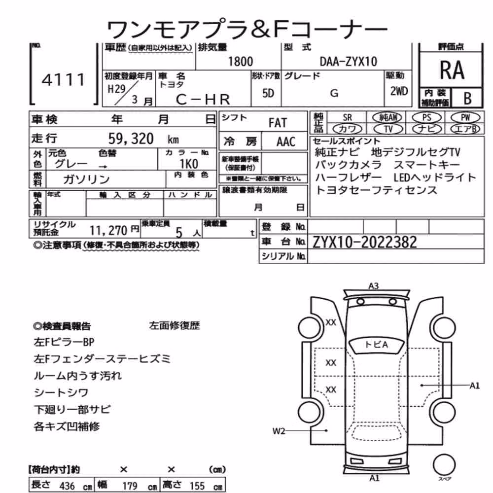 Notka aukcyjna: TOYOTA C-HR G