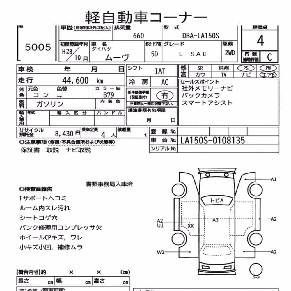 Notka aukcyjna: DAIHATSU MOVE L SAⅡ