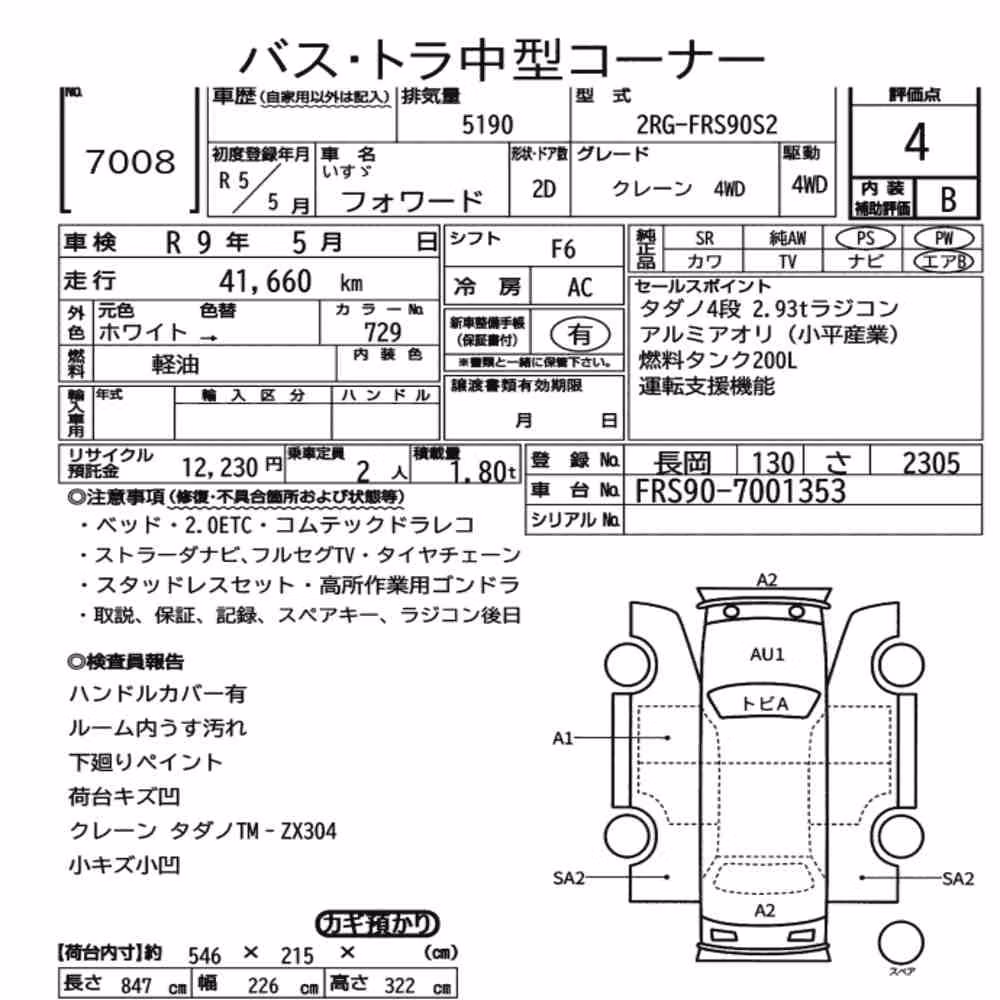 Notka aukcyjna: ISUZU FORWARD 2D 4WD OTHERS