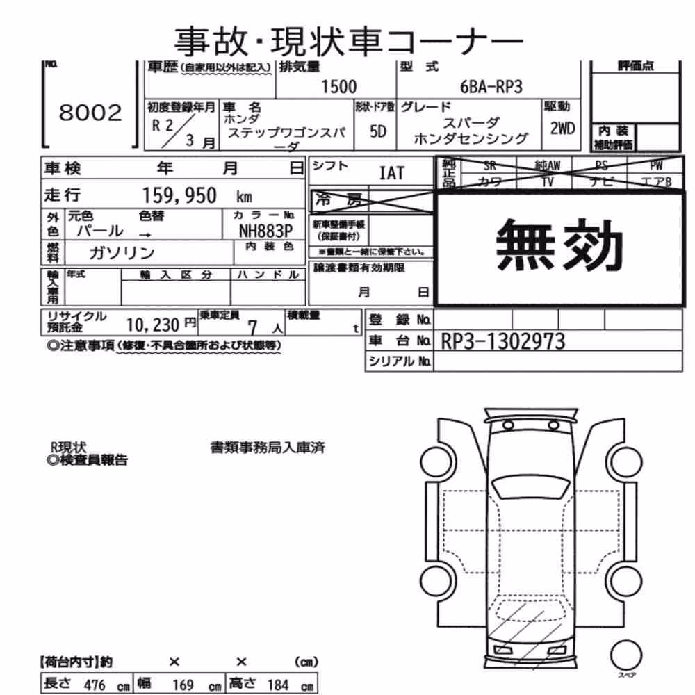 Notka aukcyjna: HONDA STEPWAGON SPADA SPADA HONDA SENSING