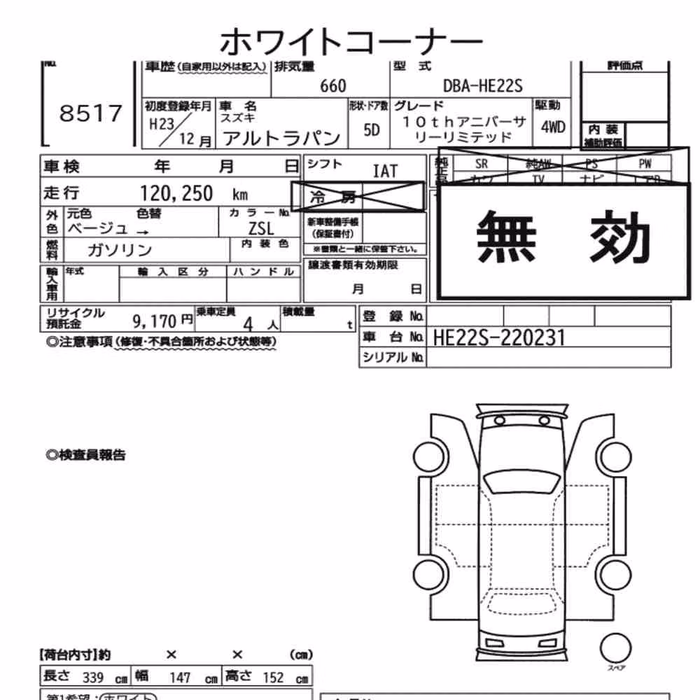 Notka aukcyjna: SUZUKI ALTO LAPIN 4WD 10TH ANNIVERSARY LIMITED