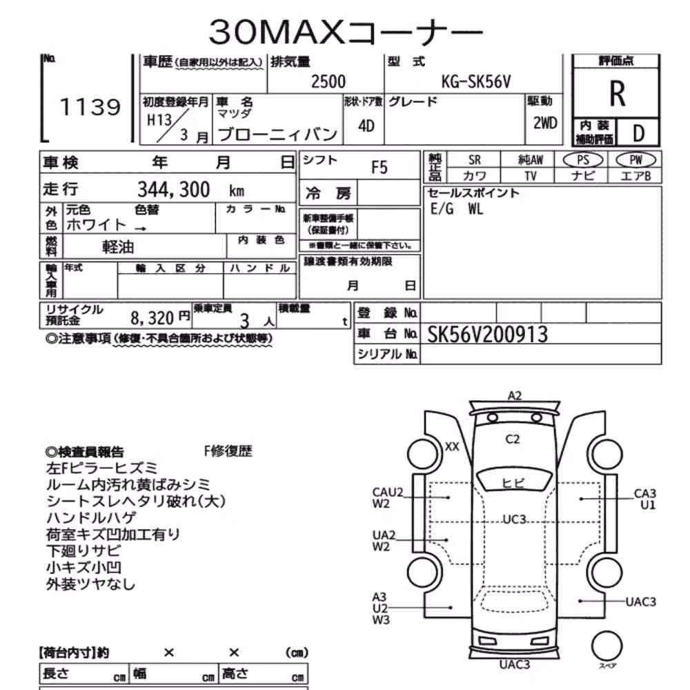 Notka aukcyjna: MAZDA BRAWNY VAN 4D