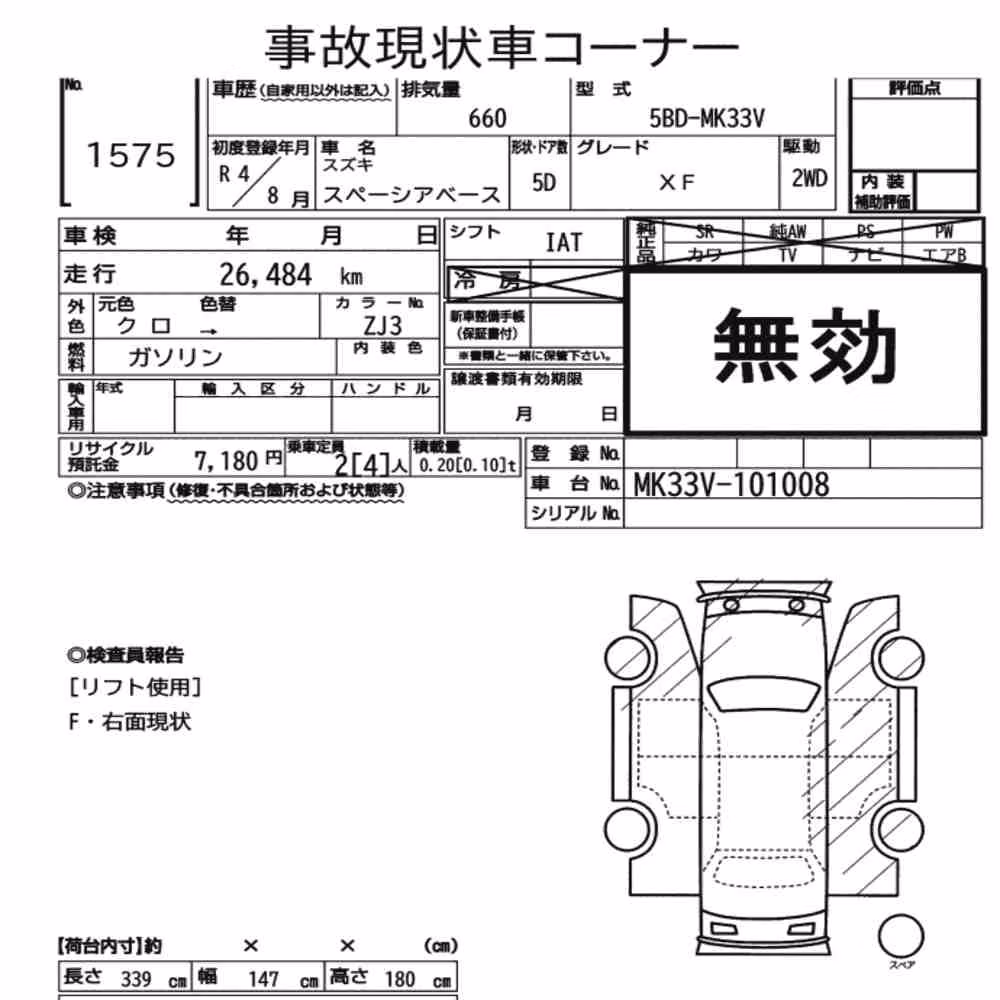 Notka aukcyjna: SUZUKI SPACIA BASE XF