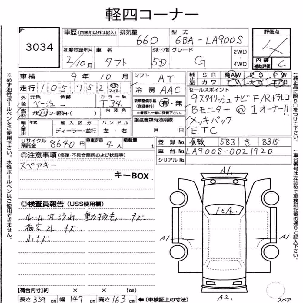 Notka aukcyjna: DAIHATSU TAFT G