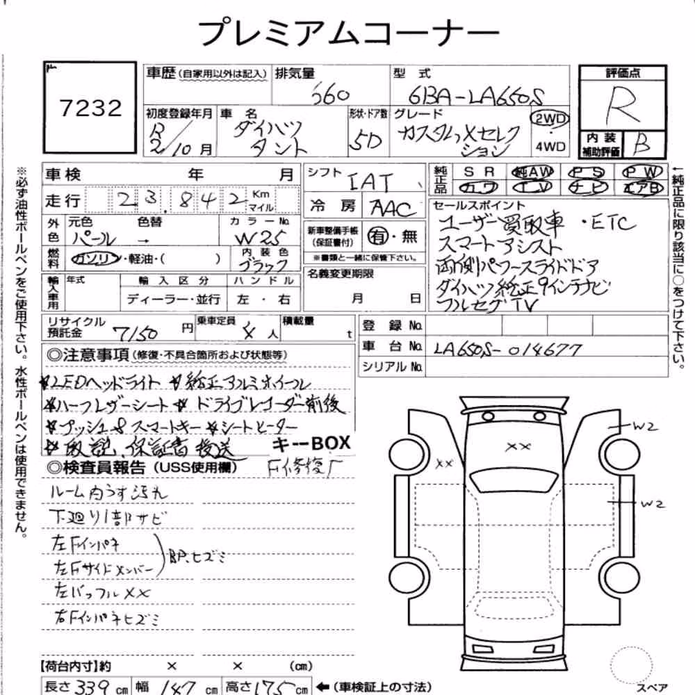 Notka aukcyjna: DAIHATSU TANTO CUSTOM X SELECTION