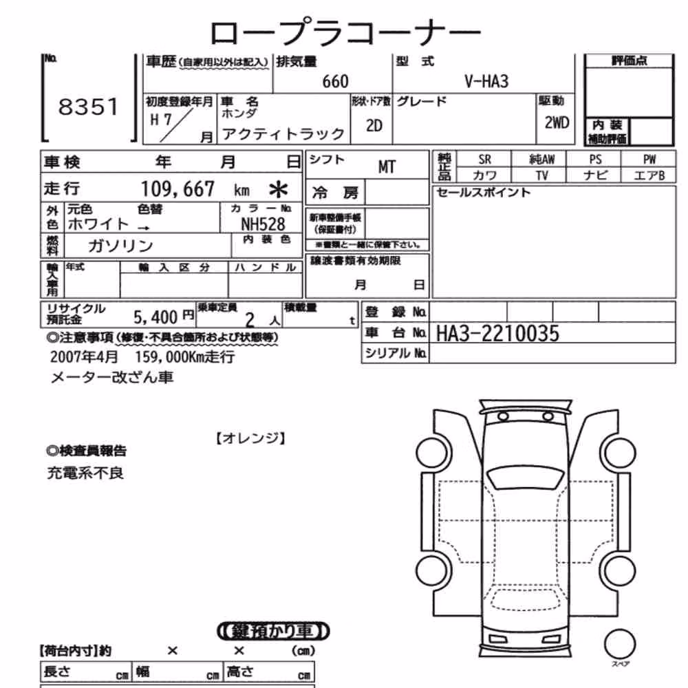 Notka aukcyjna: HONDA ACTY TRUCK
