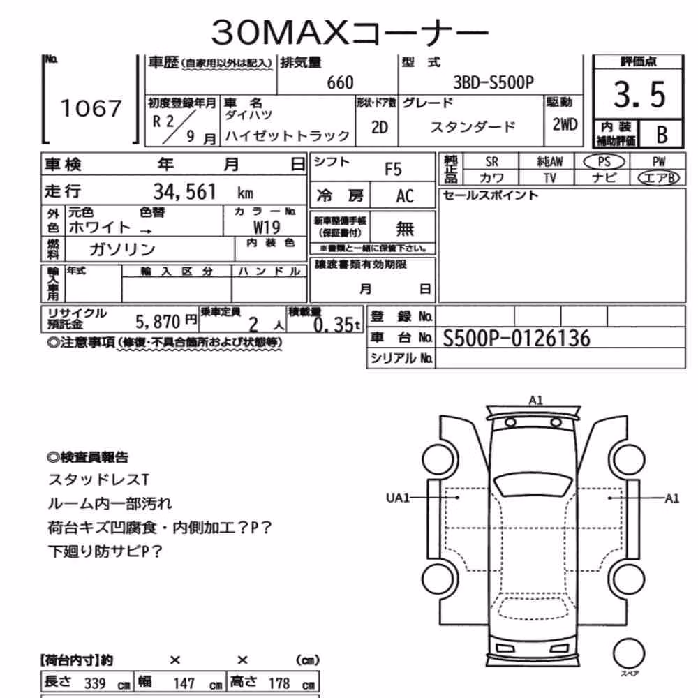 Notka aukcyjna: DAIHATSU HIJET TRUCK STANDARD