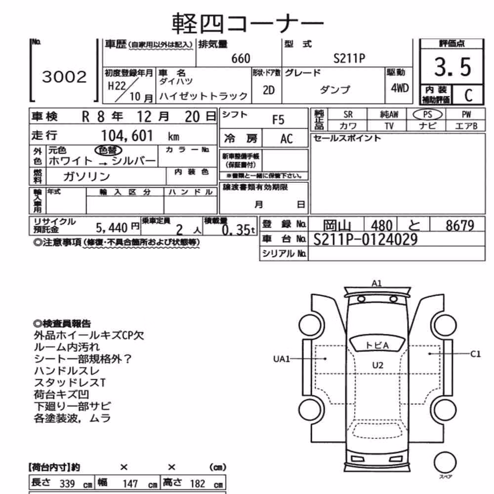 Notka aukcyjna: DAIHATSU HIJET TRUCK 4WD DUMP