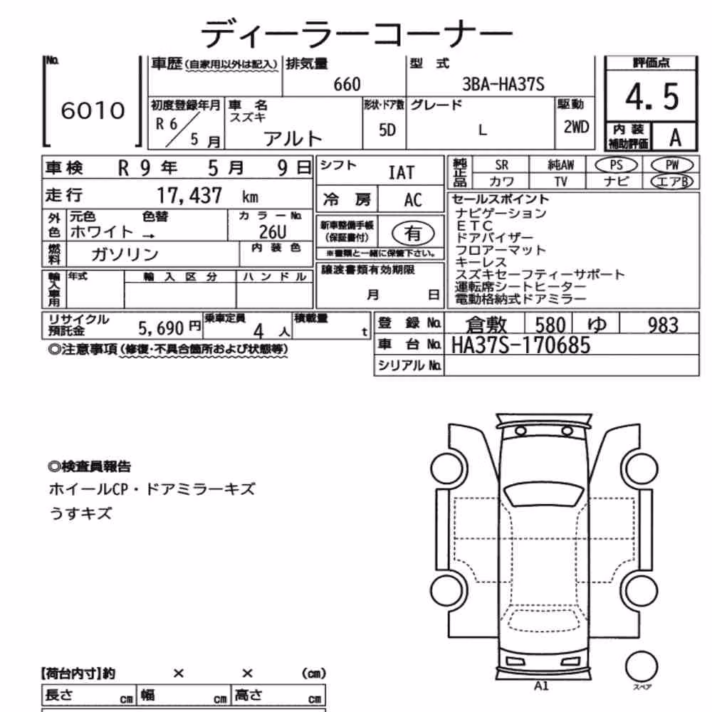 Notka aukcyjna: SUZUKI ALTO 5D L