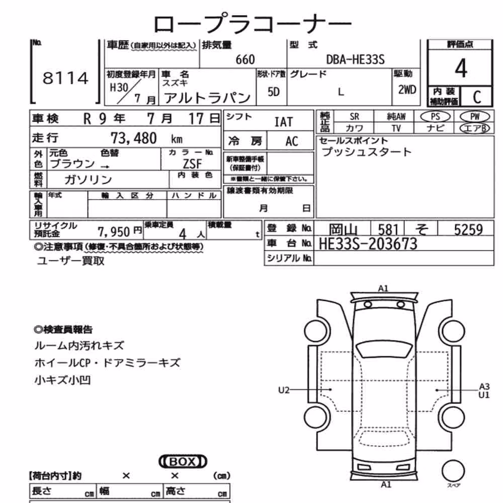 Notka aukcyjna: SUZUKI ALTO LAPIN L