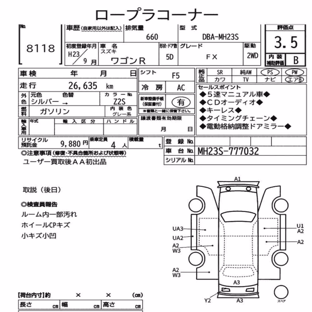 Notka aukcyjna: SUZUKI WAGON R 5D FX