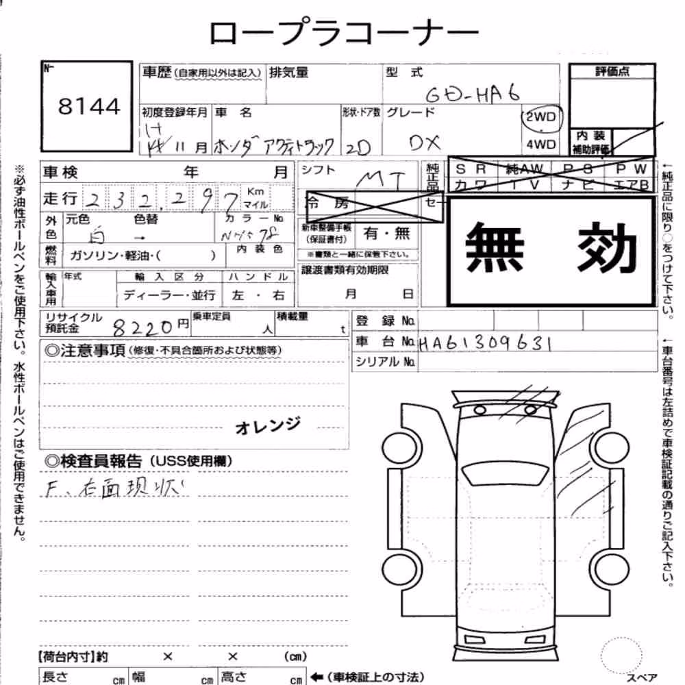 Notka aukcyjna: HONDA ACTY TRUCK DX