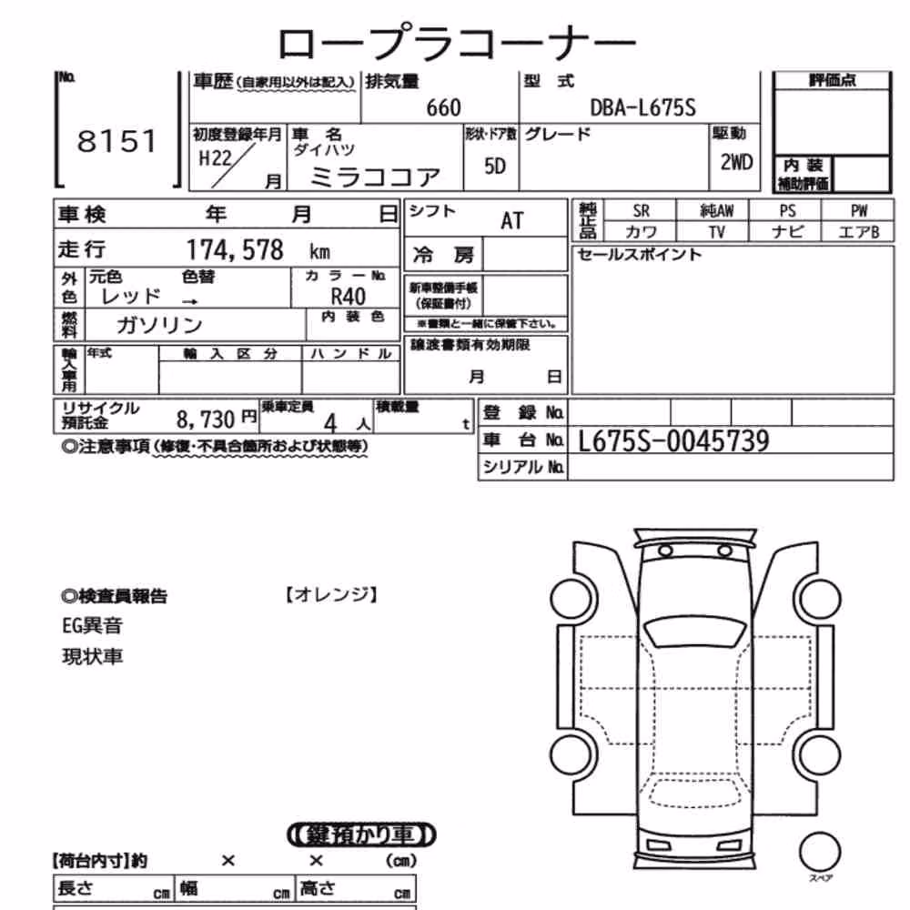 Notka aukcyjna: DAIHATSU MIRA COCOA