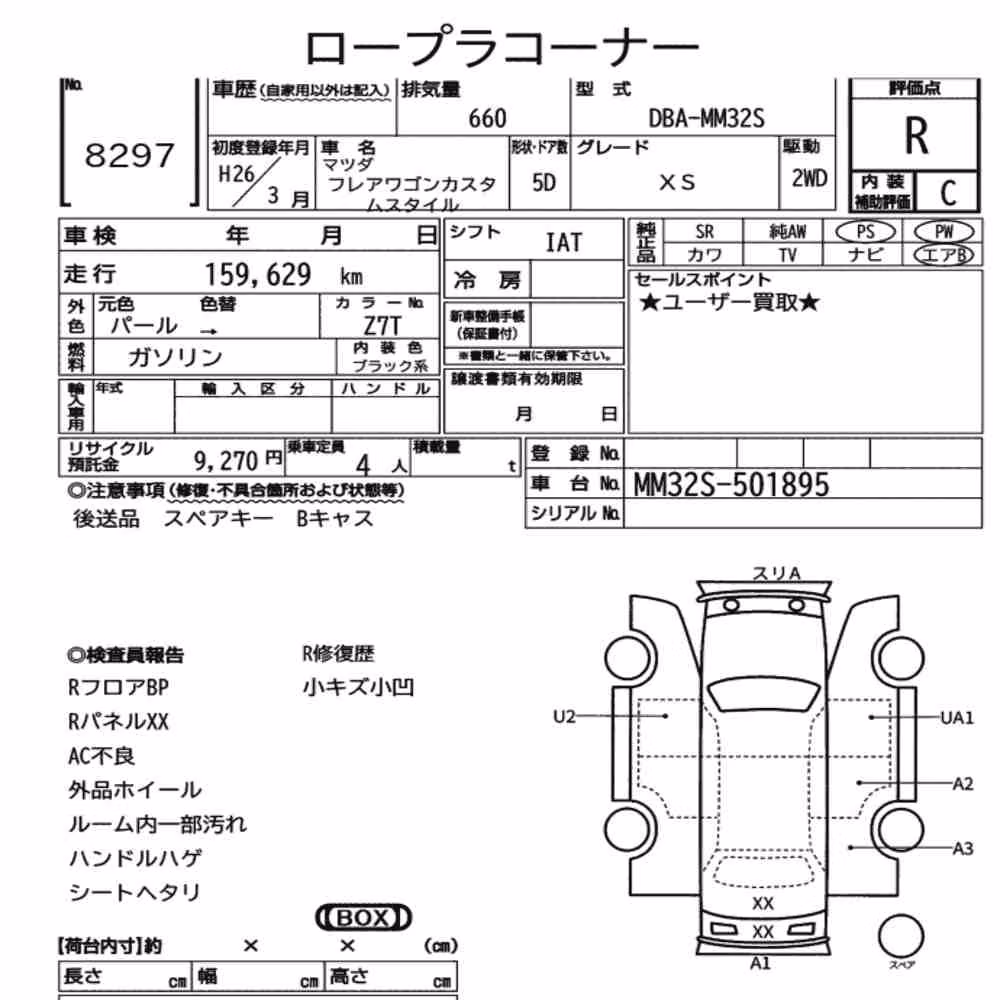 Notka aukcyjna: MAZDA FLAIR WAGON CUSTOM STYLE XS
