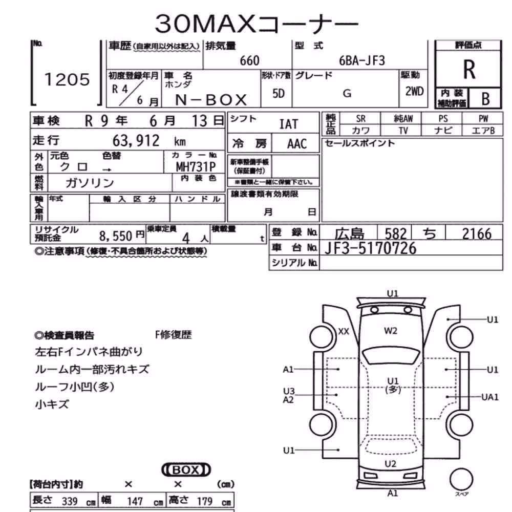 Notka aukcyjna: HONDA N-BOX G
