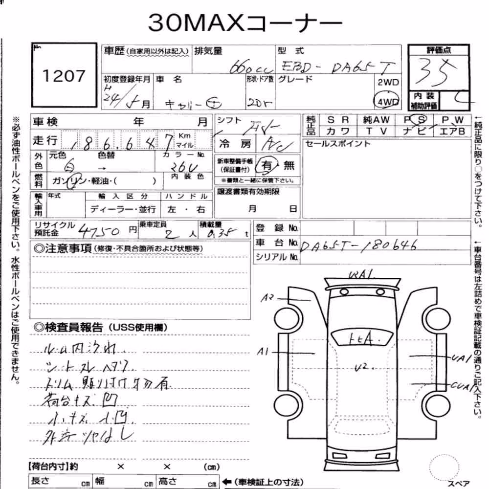 Notka aukcyjna: SUZUKI CARRY TRUCK 4WD