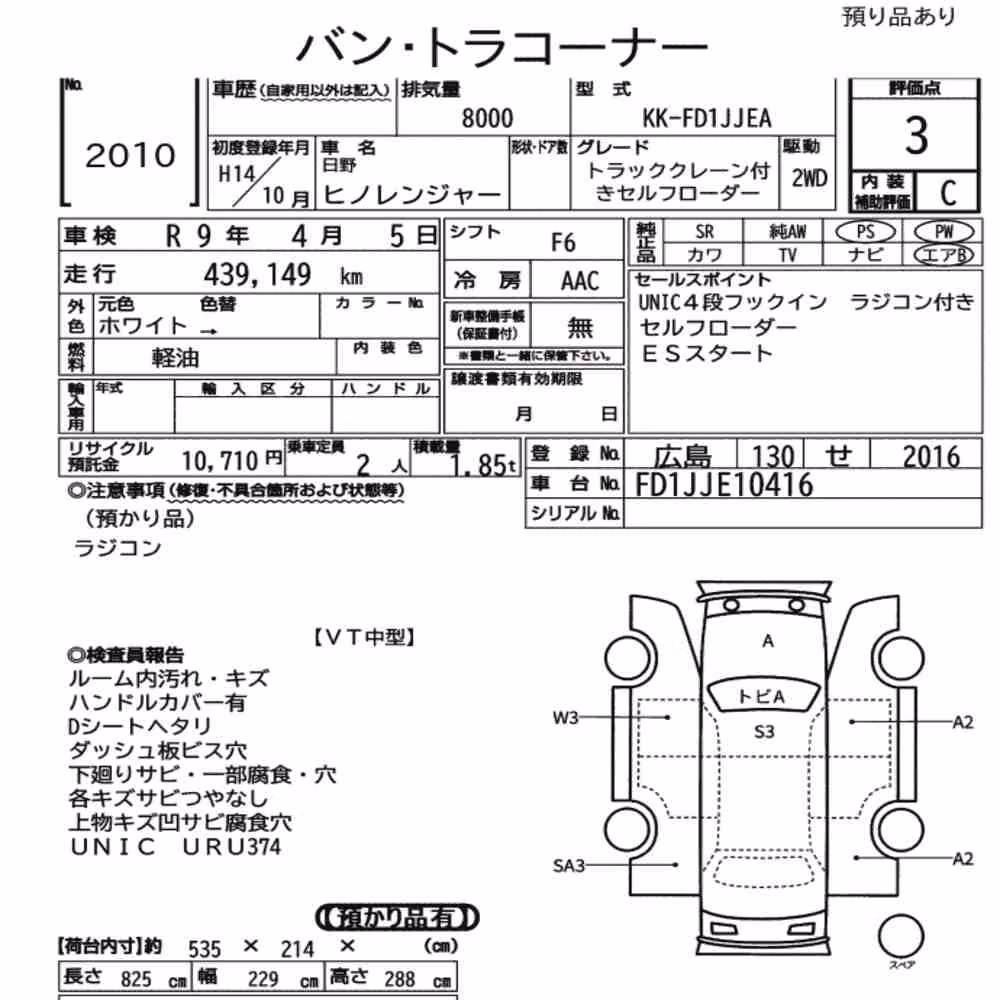 Notka aukcyjna: HINO HINO RANGER OTHERS