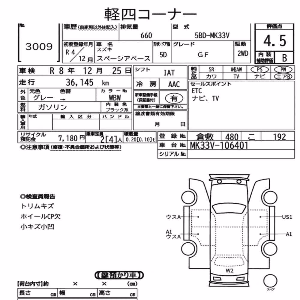 Notka aukcyjna: SUZUKI SPACIA BASE GF