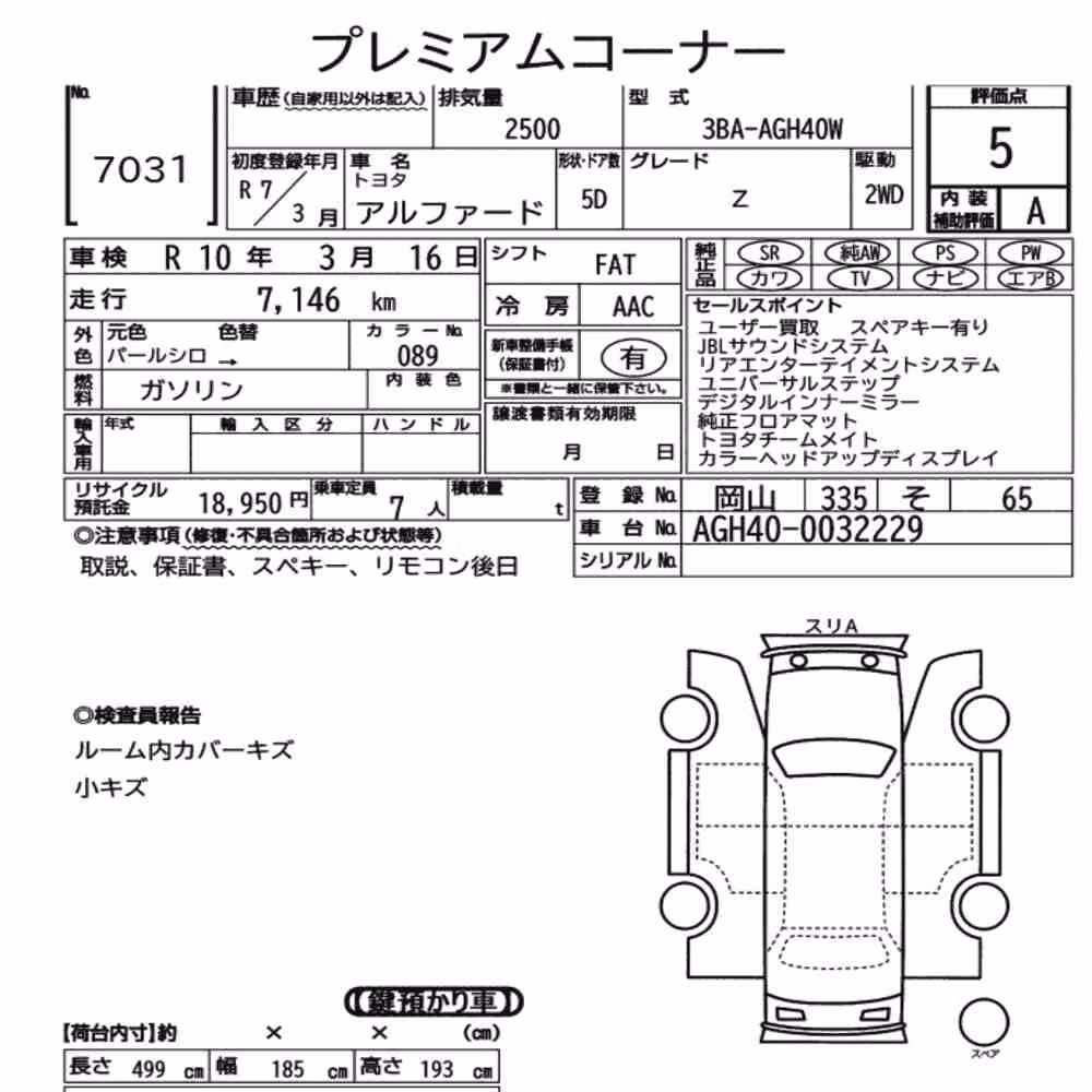 Notka aukcyjna: TOYOTA ALPHARD Z