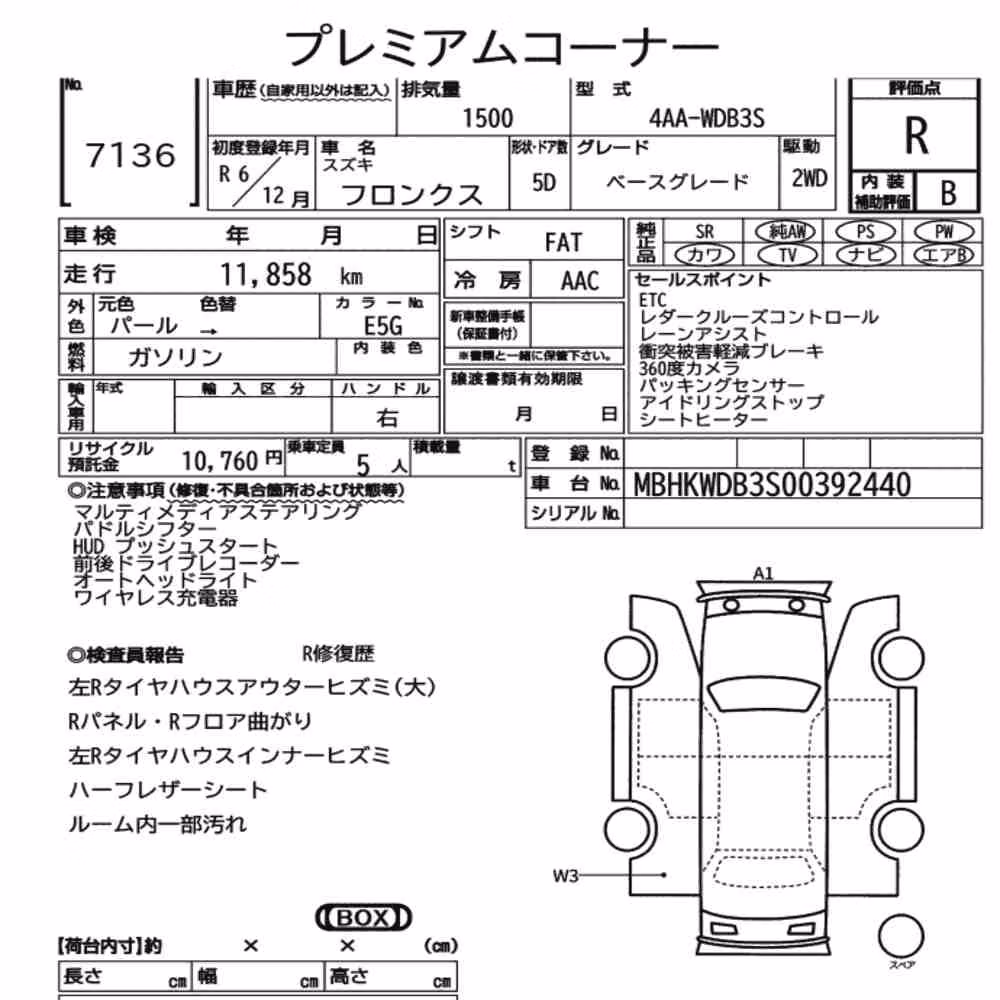 Notka aukcyjna: SUZUKI FRONX BASE GRADE