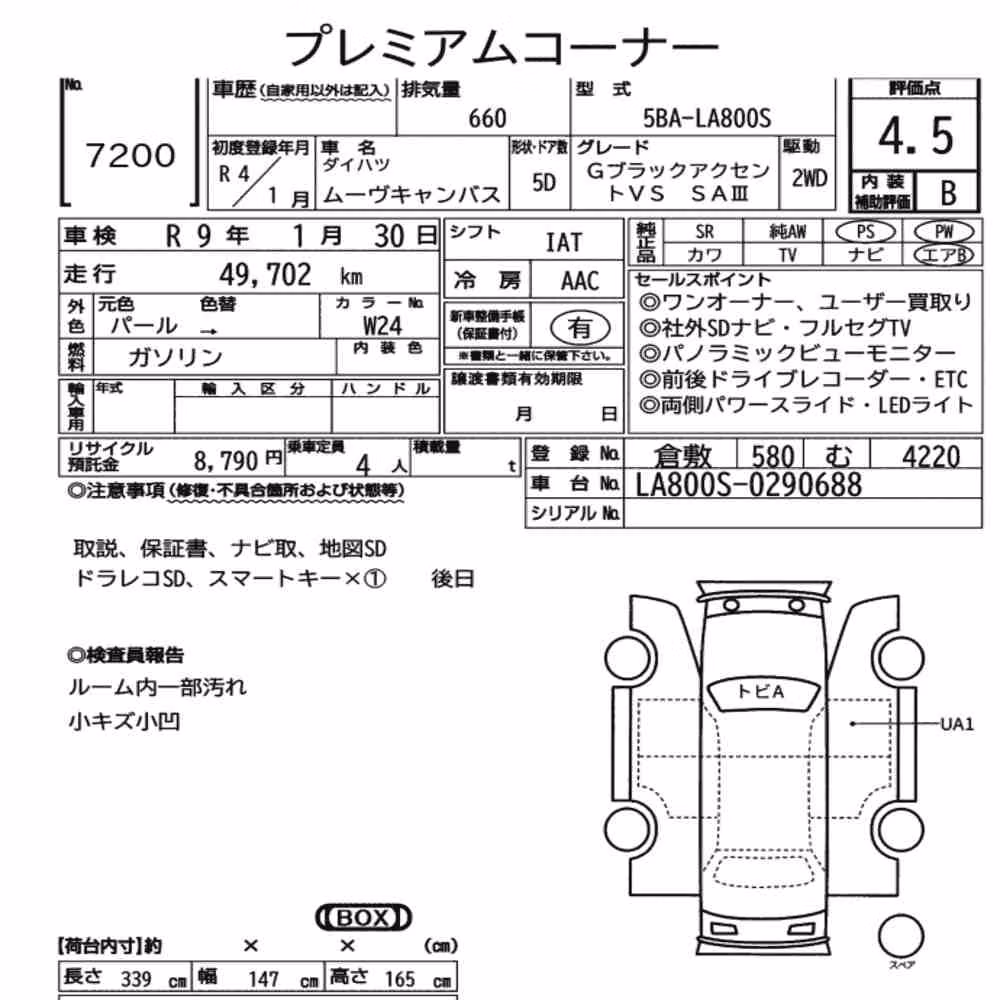 Notka aukcyjna: DAIHATSU MOVE CANBUS G BLACK ACCENT VS SA3