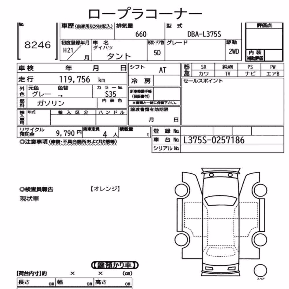 Notka aukcyjna: DAIHATSU TANTO