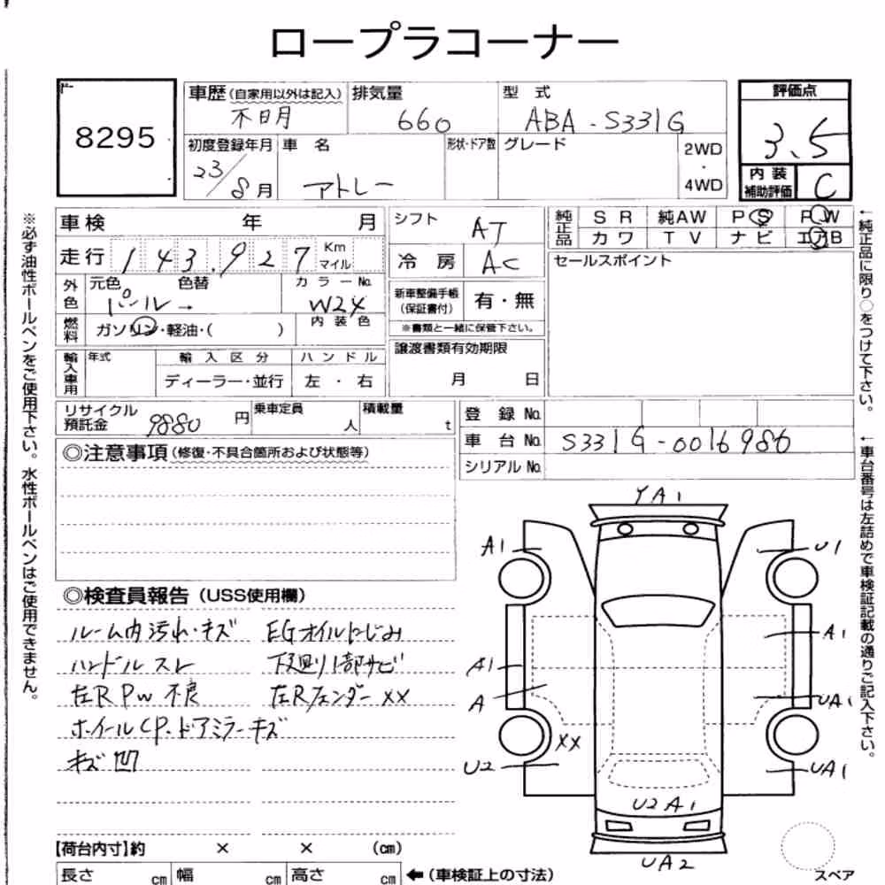 Notka aukcyjna: DAIHATSU ATRAI WAGON 4WD