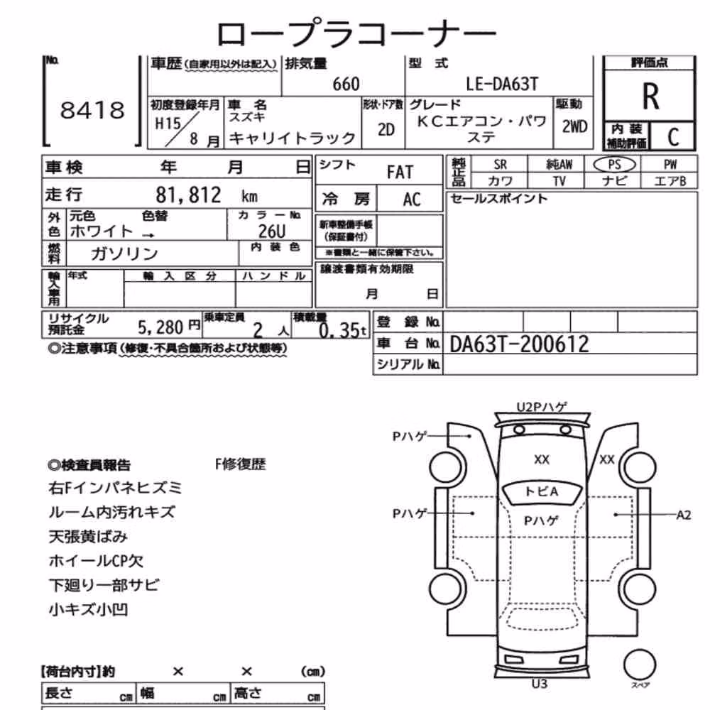 Notka aukcyjna: SUZUKI CARRY TRUCK KC AIR CONDITIONING POWER STEERING