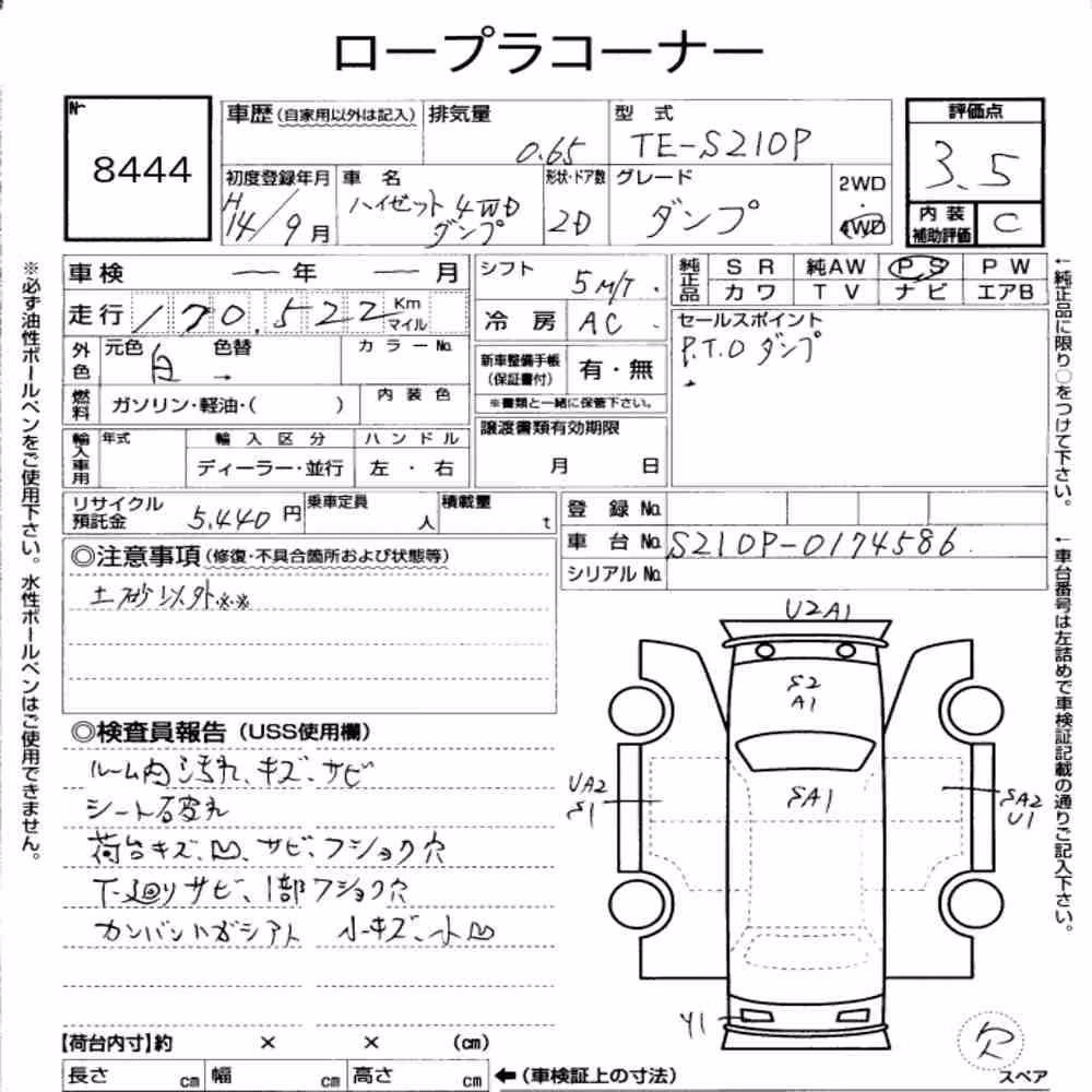 Notka aukcyjna: DAIHATSU HIJET TRUCK 4WD DUMP