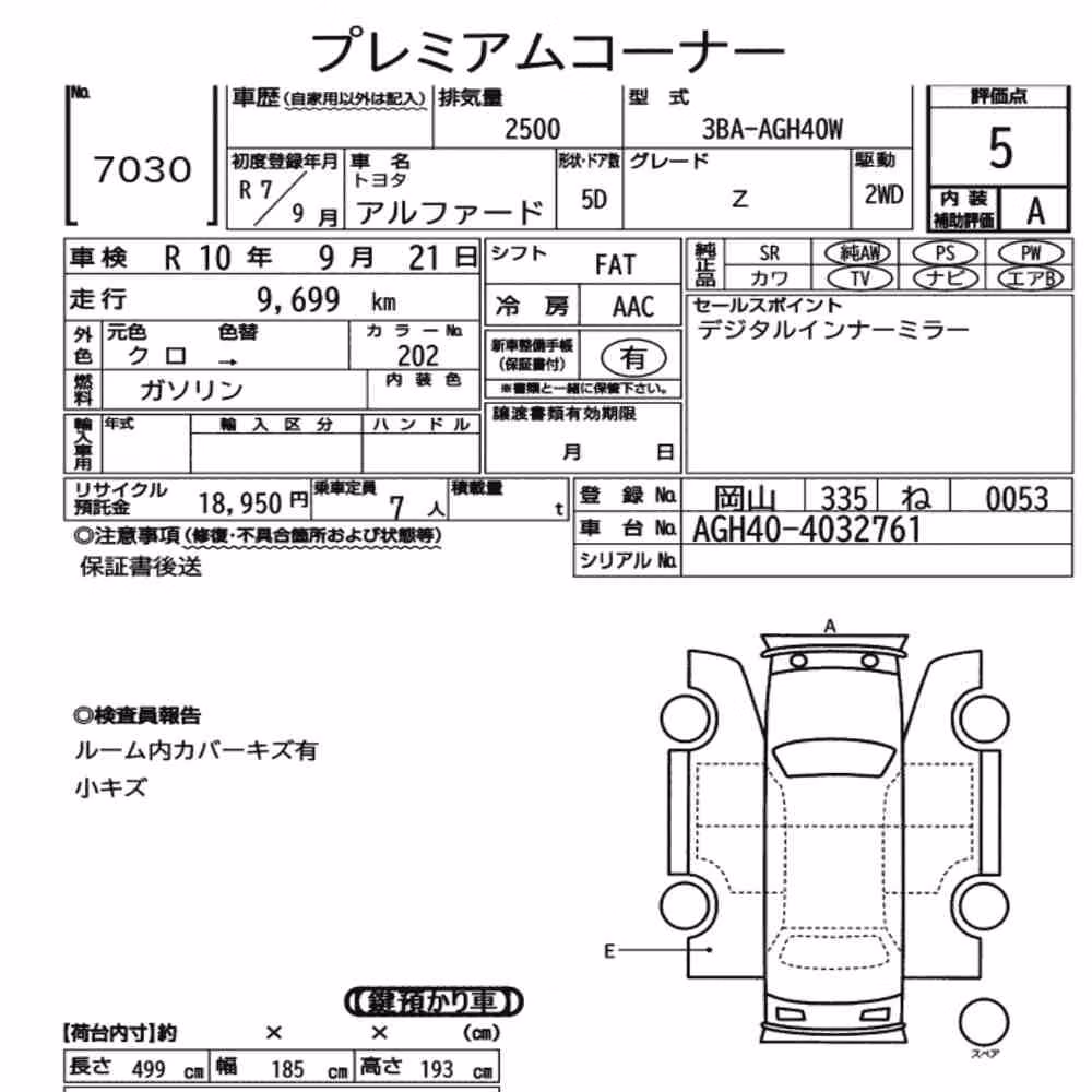Notka aukcyjna: TOYOTA ALPHARD Z