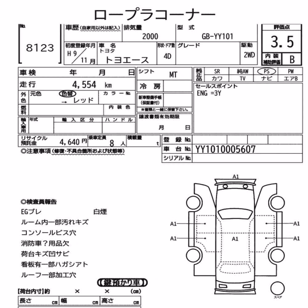 Notka aukcyjna: TOYOTA TOYOACE 4D