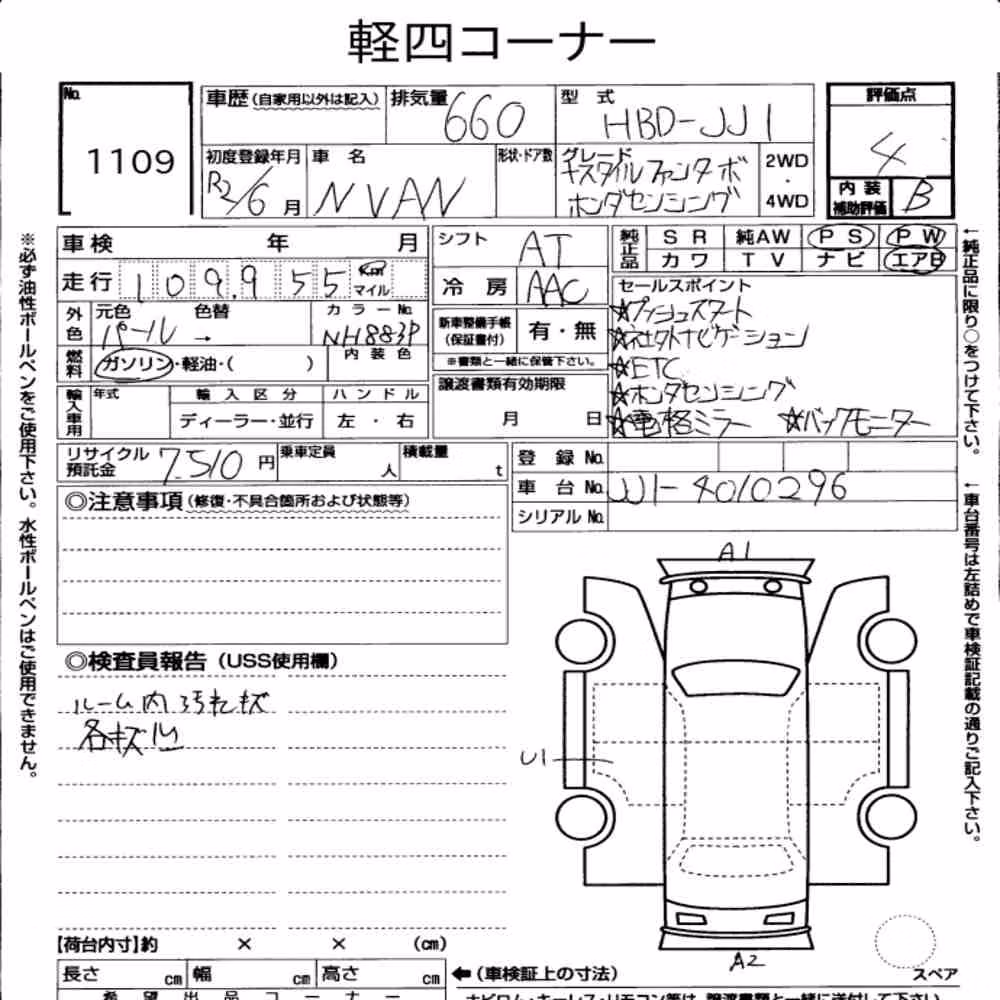 Notka aukcyjna: HONDA N-VAN OTHERS