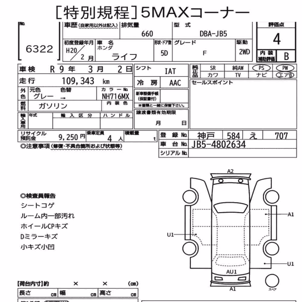 Notka aukcyjna: HONDA LIFE 5D F