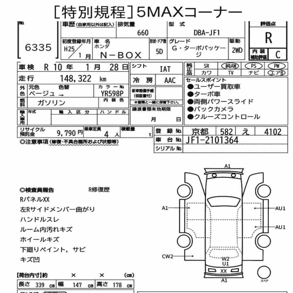 Notka aukcyjna: HONDA N-BOX G・TURBO PACKAGE
