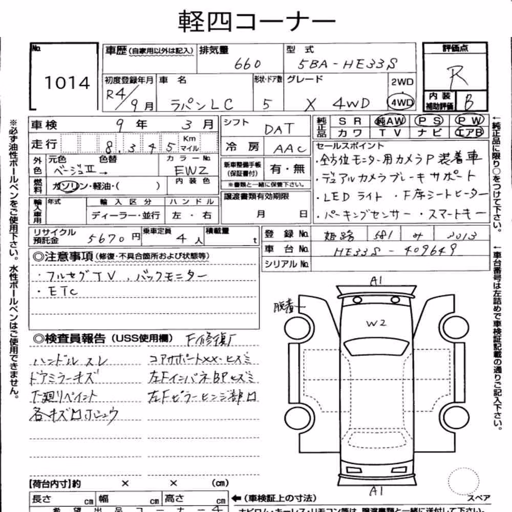 Notka aukcyjna: SUZUKI ALTO LAPIN LC 4WD X
