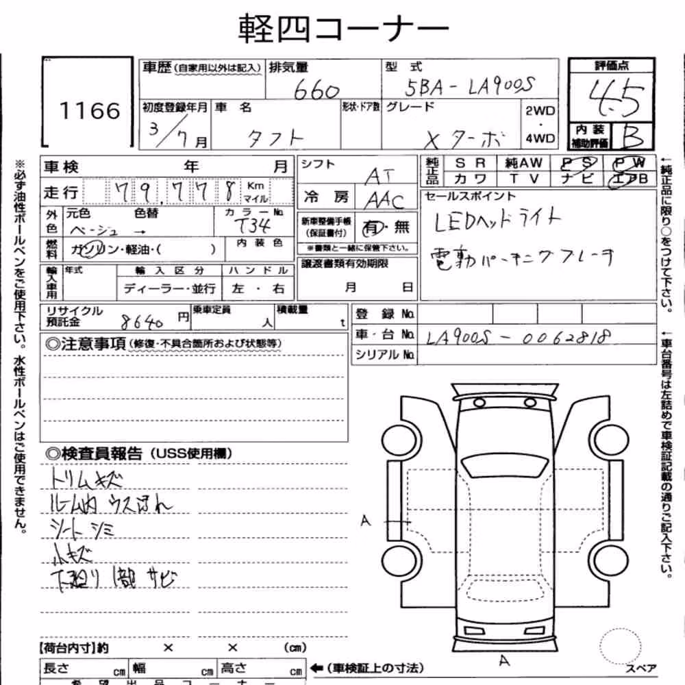 Notka aukcyjna: DAIHATSU TAFT X TURBO