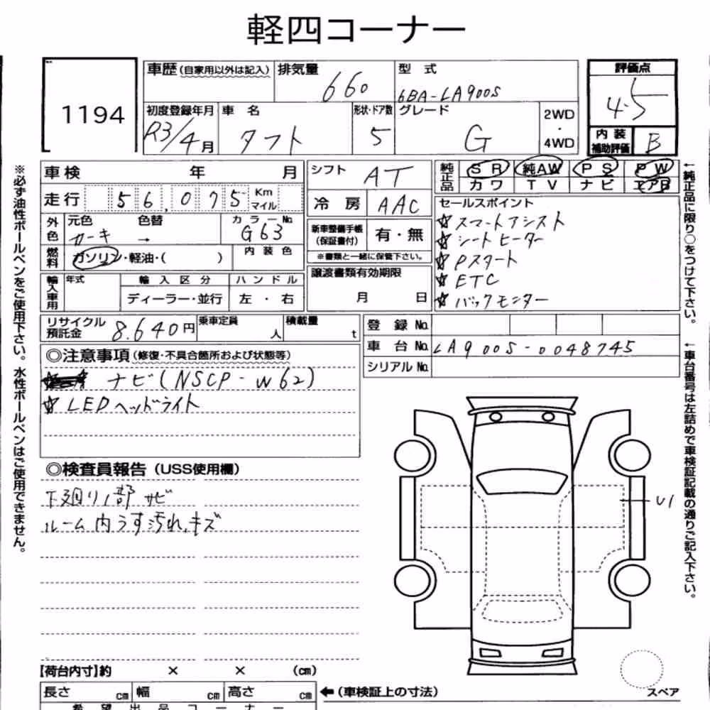 Notka aukcyjna: DAIHATSU TAFT G