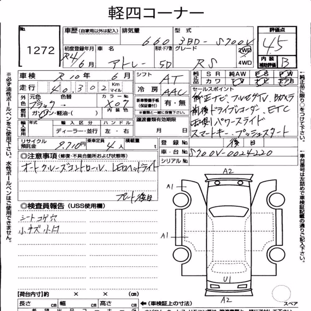 Notka aukcyjna: DAIHATSU ATRAI 5D RS