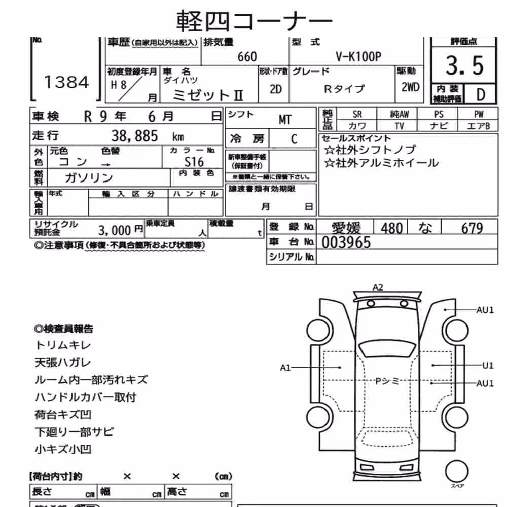 Notka aukcyjna: DAIHATSU MIDGETⅡ 2D R TYPE