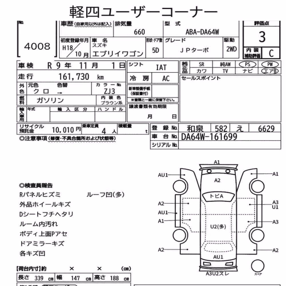 Notka aukcyjna: SUZUKI EVERY WAGON JP TURBO