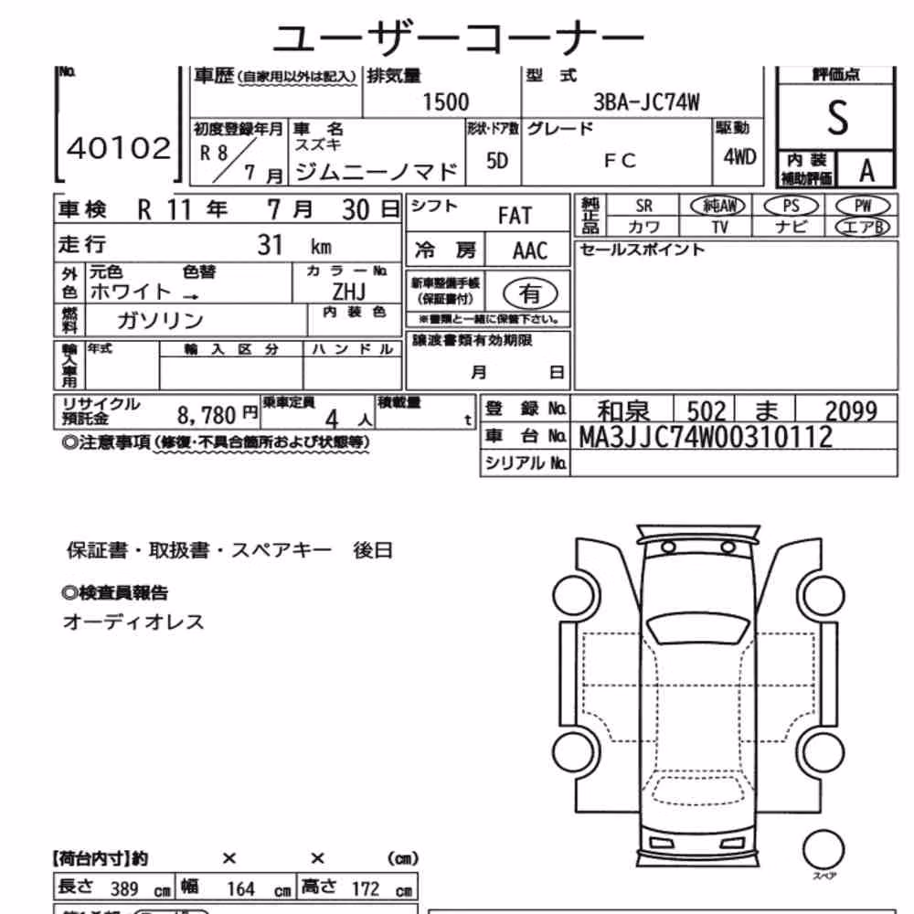 Notka aukcyjna: SUZUKI JIMMY MOMADE 4WD FC