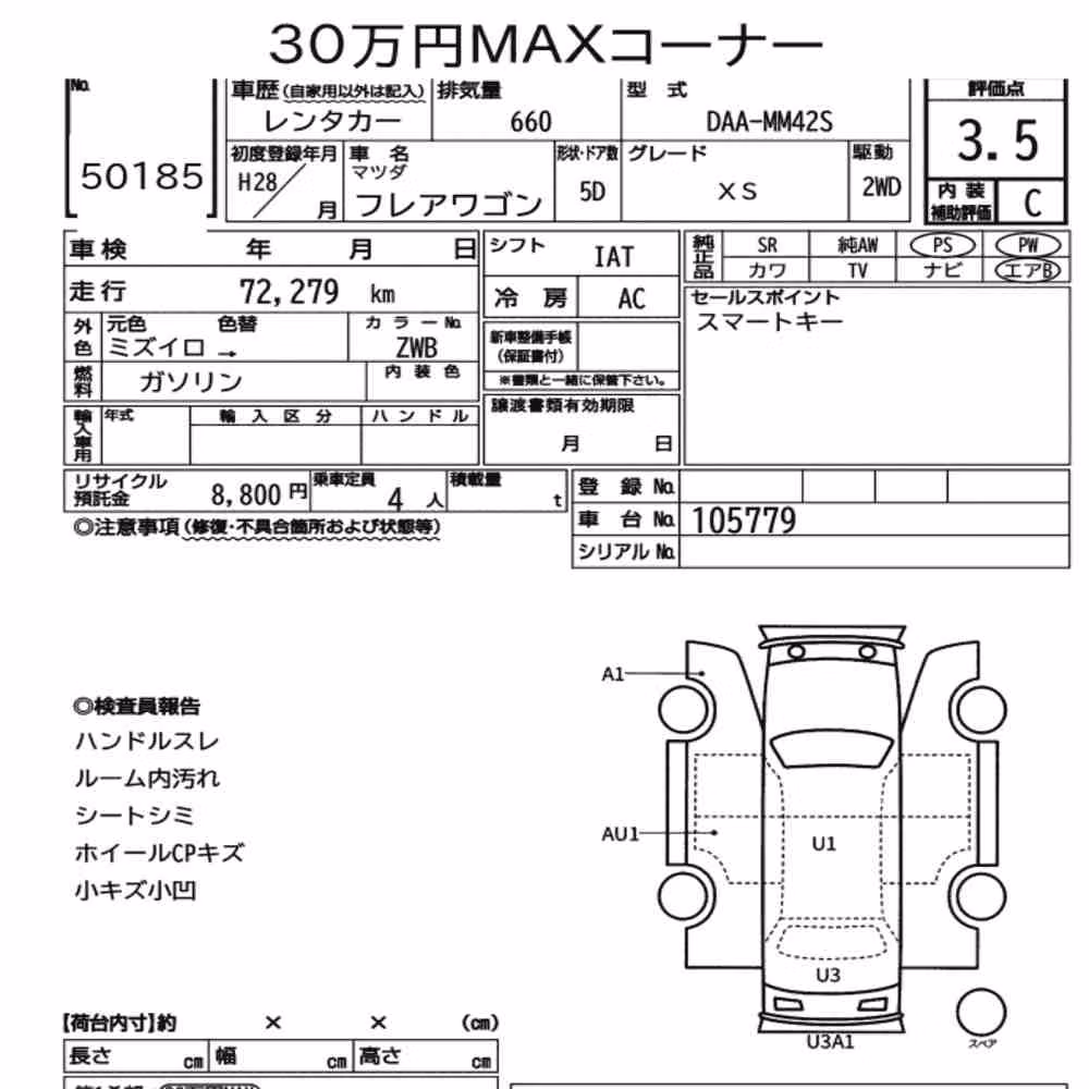 Notka aukcyjna: MAZDA FLAIR WAGON XS