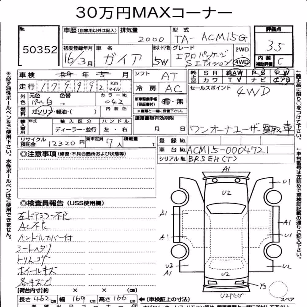 Notka aukcyjna: TOYOTA GAIA 4WD OTHERS