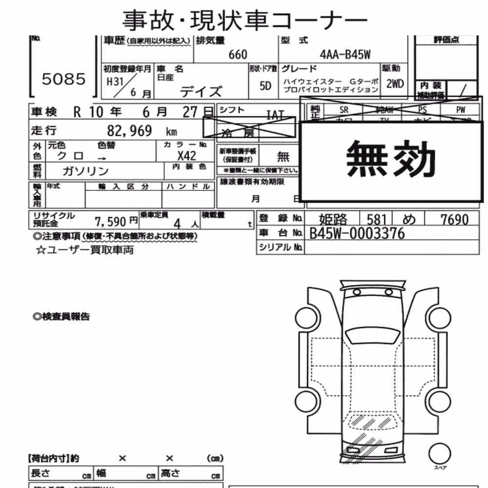 Notka aukcyjna: NISSAN DAYZ HIGHWAY STAR G TURBO PROPILOT EDITION