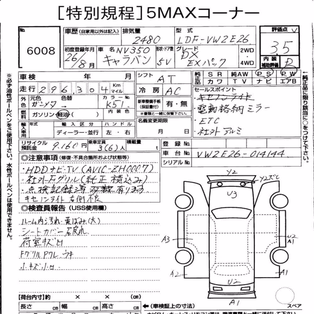 Notka aukcyjna: NISSAN NV350CARAVAN VAN 5D OTHERS