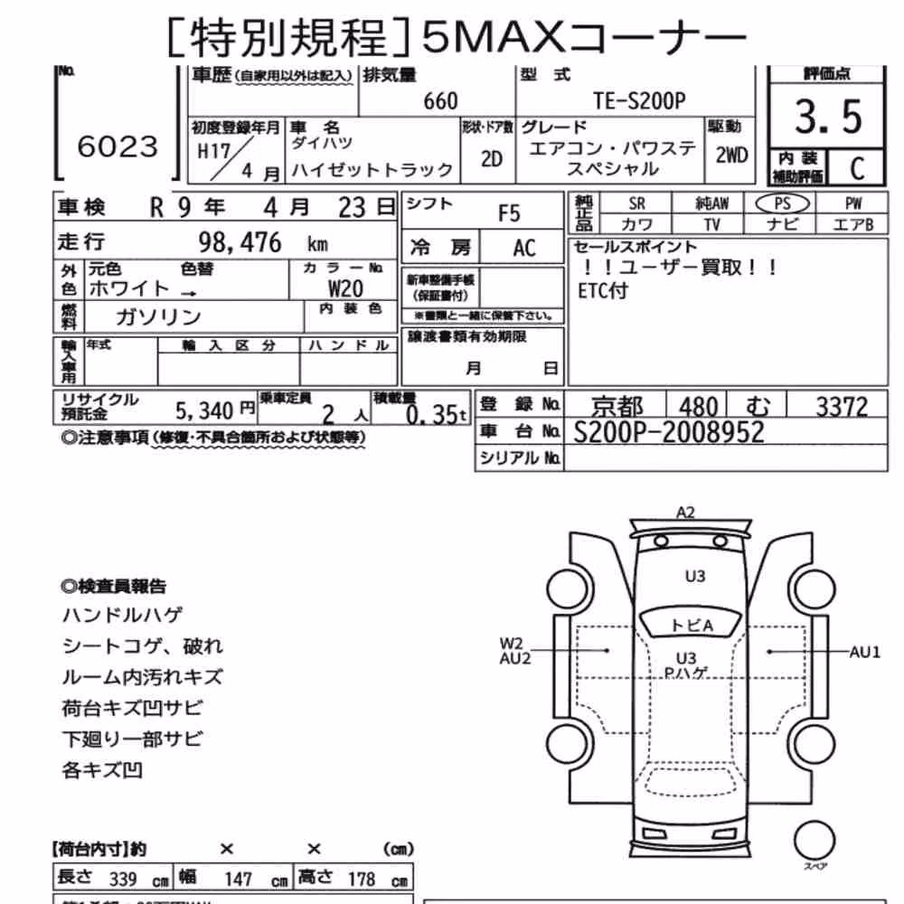 Notka aukcyjna: DAIHATSU HIJET TRUCK AIR-CONDITIONER POWER-STEERING SPECIAL