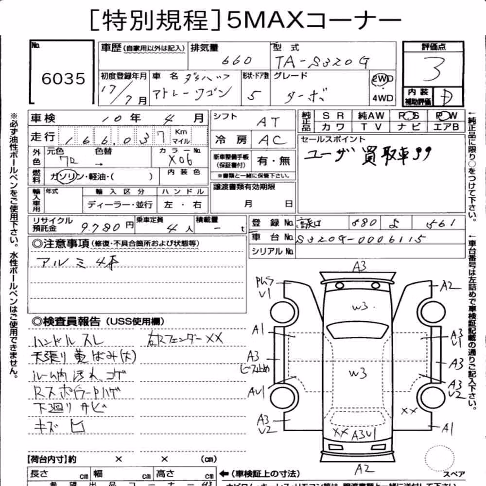 Notka aukcyjna: DAIHATSU ATRAI WAGON OTHERS