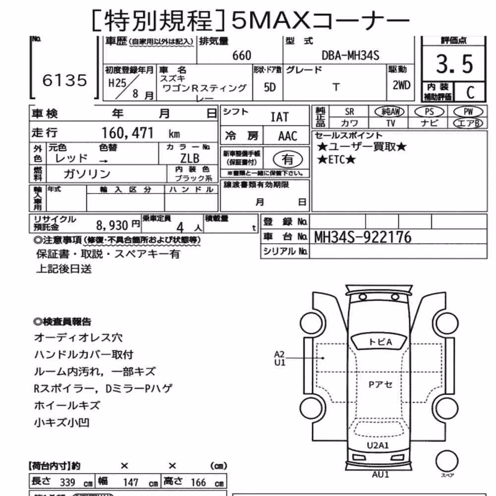 Notka aukcyjna: SUZUKI WAGON R STINGRAY T