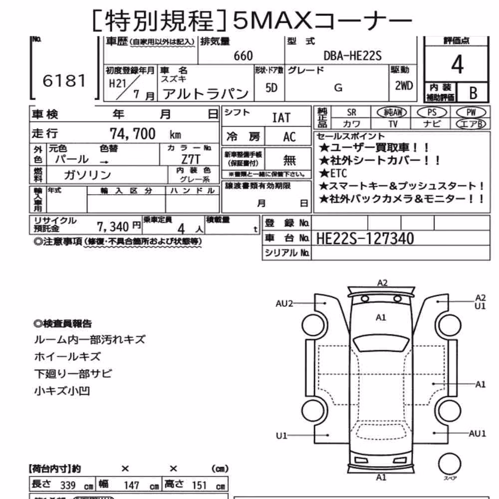 Notka aukcyjna: SUZUKI ALTO LAPIN G